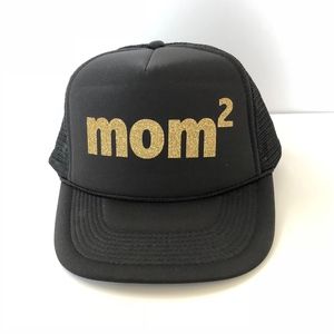 Trucker Hat. Mom 2  gold glitter
